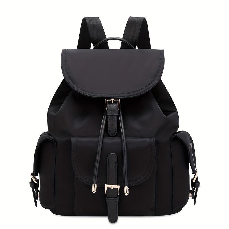 Oxford Cloth Flap Backpack Drawstring Daypack Lightweight Travel School Bag