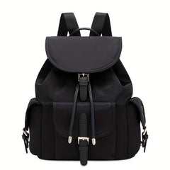Oxford Cloth Flap Backpack Drawstring Daypack Lightweight Travel School Bag