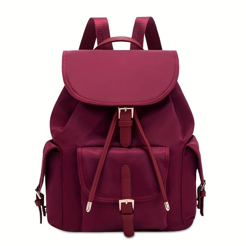 Oxford Cloth Flap Backpack Drawstring Daypack Lightweight Travel School Bag