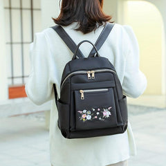 Cartoon Flower Print Backpack Anti Theft Nylon Travel Daypack