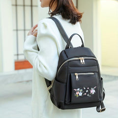 Cartoon Flower Print Backpack Anti Theft Nylon Travel Daypack