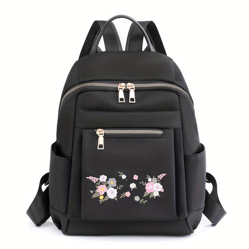 Cartoon Flower Print Backpack Anti Theft Nylon Travel Daypack