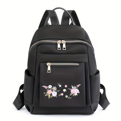 Cartoon Flower Print Backpack Anti Theft Nylon Travel Daypack