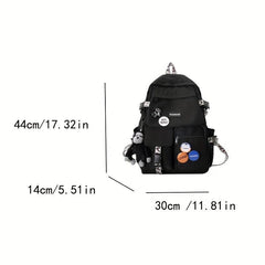 Colorblock Student Flap Backpack Preppy Style School Bag