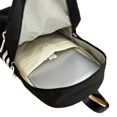 Large Capacity Preppy Backpack With Pencil Case Pendant Nylon Waterproof