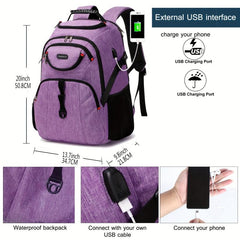 Large Capacity Travel Backpack Waterproof Laptop Daypack with USB Charging Port