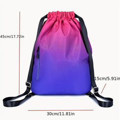 Gradient Drawstring Backpack Lightweight Sports Outdoor Daypack
