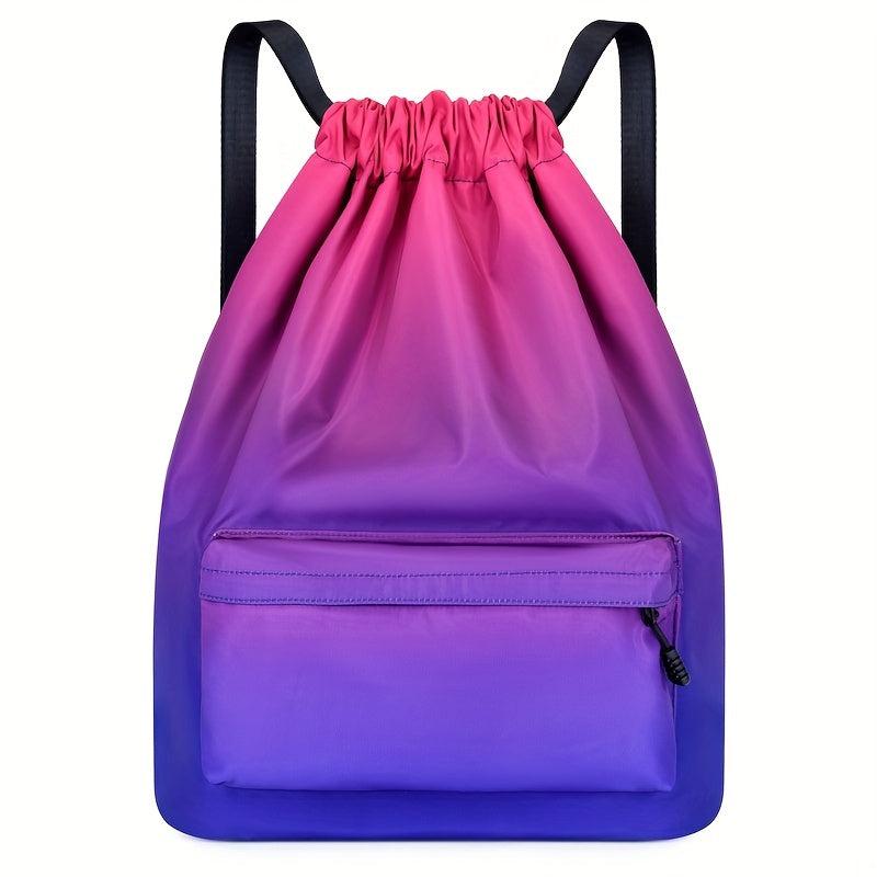 Gradient Drawstring Backpack Lightweight Sports Outdoor Daypack