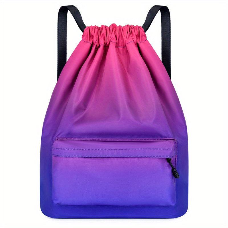 Gradient Drawstring Backpack Lightweight Sports Outdoor Daypack