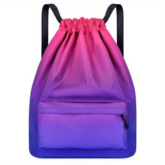 Gradient Drawstring Backpack Lightweight Sports Outdoor Daypack