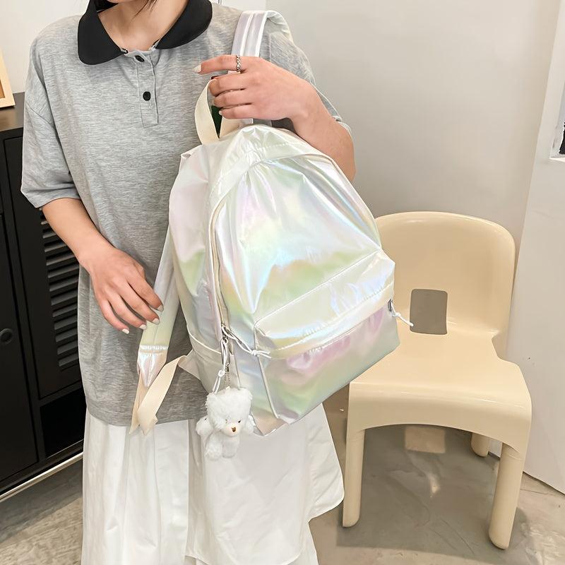 Laser Holographic Students Backpack Preppy Style Travel Rucksack