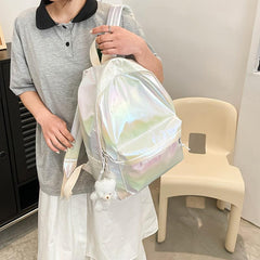 Laser Holographic Students Backpack Preppy Style Travel Rucksack