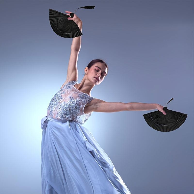 Solid Foldable Fan With Tassel Vintage Handheld Fan