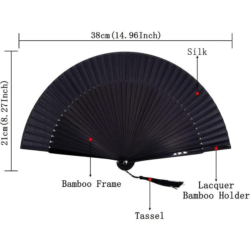 Solid Foldable Fan With Tassel Vintage Handheld Fan