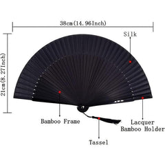 Solid Foldable Fan With Tassel Vintage Handheld Fan