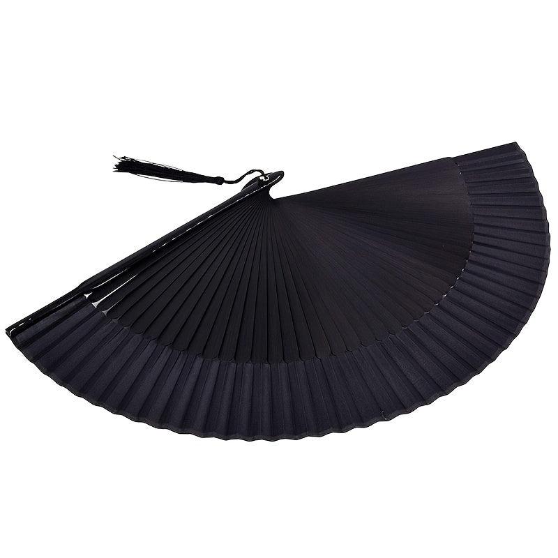 Solid Foldable Fan With Tassel Vintage Handheld Fan