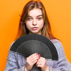 Solid Foldable Fan With Tassel Vintage Handheld Fan