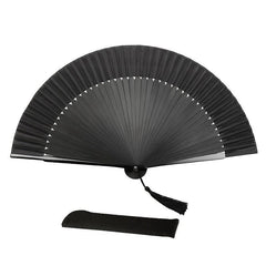 Solid Foldable Fan With Tassel Vintage Handheld Fan