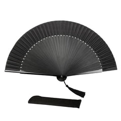 Solid Foldable Fan With Tassel Vintage Handheld Fan