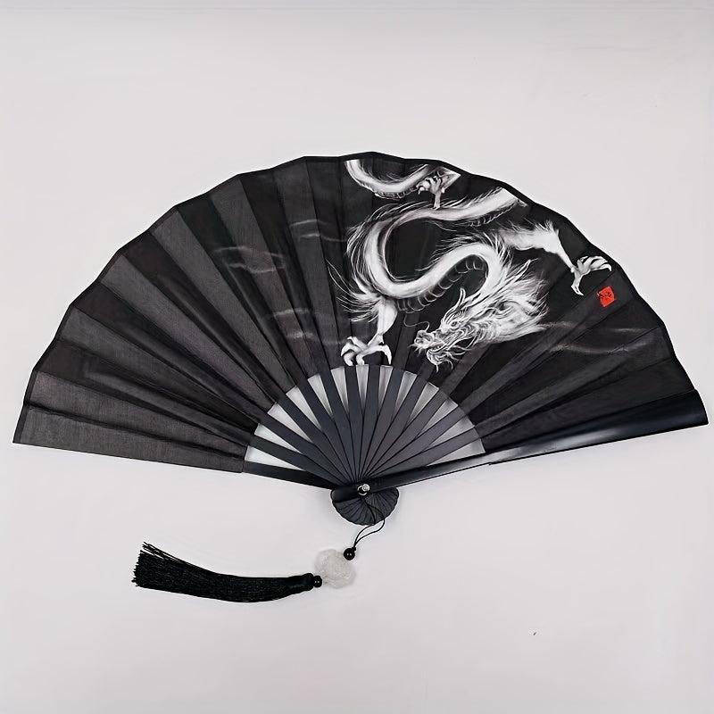 Traditional Style Men's Dragon Folding Fan Orchid Fan