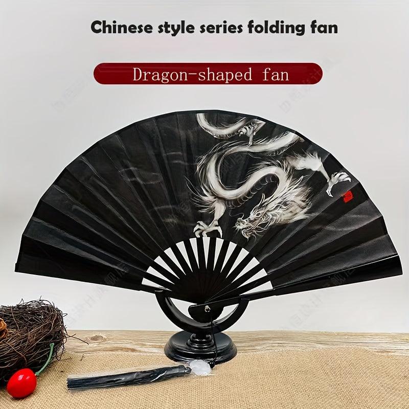 Traditional Style Men's Dragon Folding Fan Orchid Fan