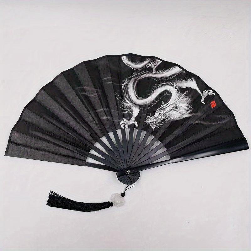 Traditional Style Men's Dragon Folding Fan Orchid Fan