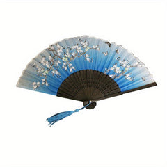 Men's Folding Hand Fan Silk Bamboo Paper