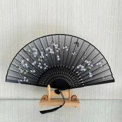 Men's Folding Hand Fan Silk Bamboo Paper