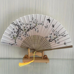 Men's Folding Hand Fan Silk Bamboo Paper