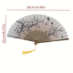 Men's Folding Hand Fan Silk Bamboo Paper