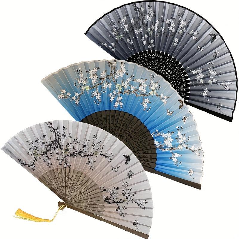Men's Folding Hand Fan Silk Bamboo Paper