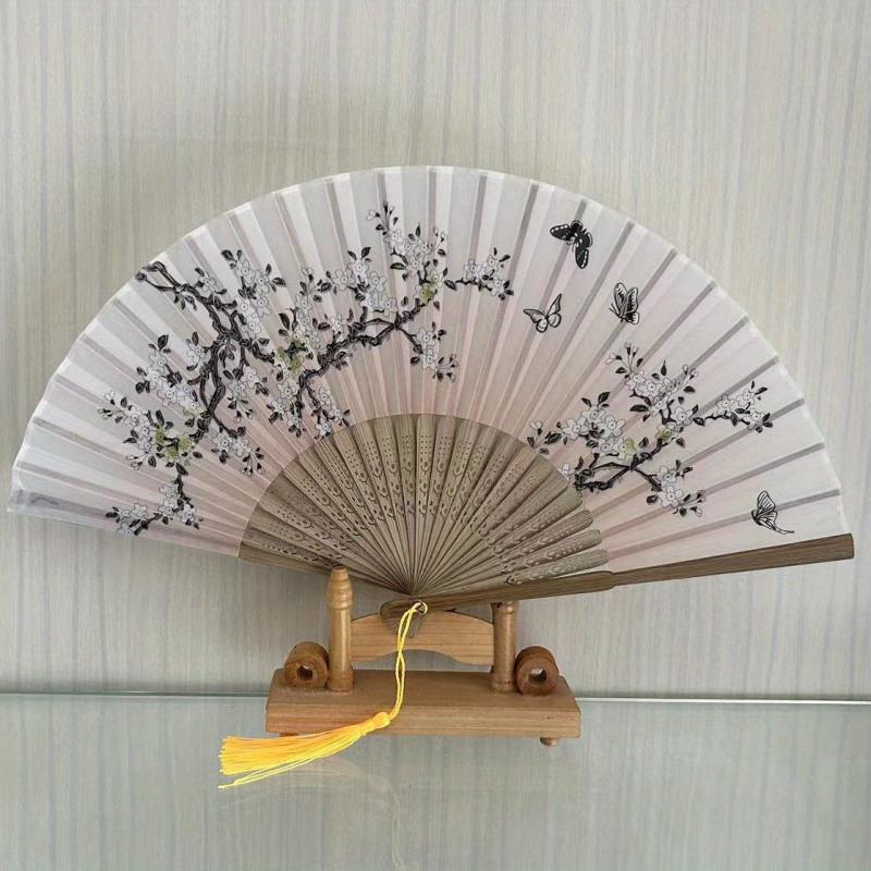 Men's Folding Hand Fan Silk Bamboo Paper