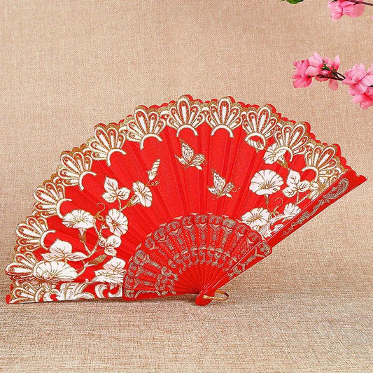 Floral Handheld Fan Chinese Style Vintage Portable Classic Wedding Folding Fans