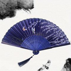 Chinese Silk Folding Fan Tassel Elegent Fan Home Decoration Fan