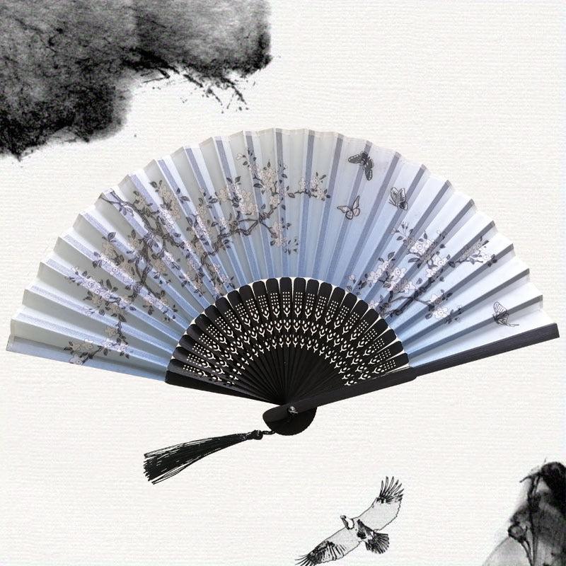 Chinese Silk Folding Fan Tassel Elegent Fan Home Decoration Fan