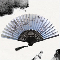 Chinese Silk Folding Fan Tassel Elegent Fan Home Decoration Fan