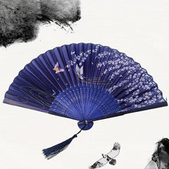Chinese Silk Folding Fan Tassel Elegent Fan Home Decoration Fan