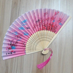 Chinese Silk Folding Fan Tassel Elegent Fan Home Decoration Fan