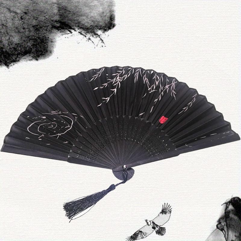 Chinese Silk Folding Fan Tassel Elegent Fan Home Decoration Fan
