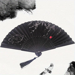 Chinese Silk Folding Fan Tassel Elegent Fan Home Decoration Fan