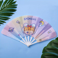 Cartoon Silk Fan Women Party Dancing Home Decoration Hand Held Folding Fan