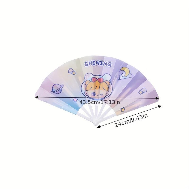 Cartoon Silk Fan Women Party Dancing Home Decoration Hand Held Folding Fan