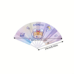 Cartoon Silk Fan Women Party Dancing Home Decoration Hand Held Folding Fan