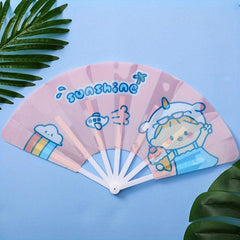 Cartoon Silk Fan Women Party Dancing Home Decoration Hand Held Folding Fan