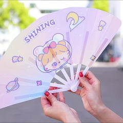 Cartoon Silk Fan Women Party Dancing Home Decoration Hand Held Folding Fan