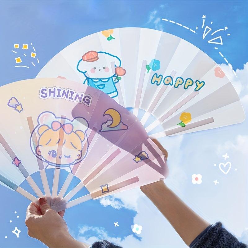 Cartoon Silk Fan Women Party Dancing Home Decoration Hand Held Folding Fan