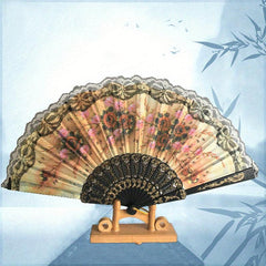 Vintage Lace Fan Plastic Lace Folding Fan Floral Painted Fan