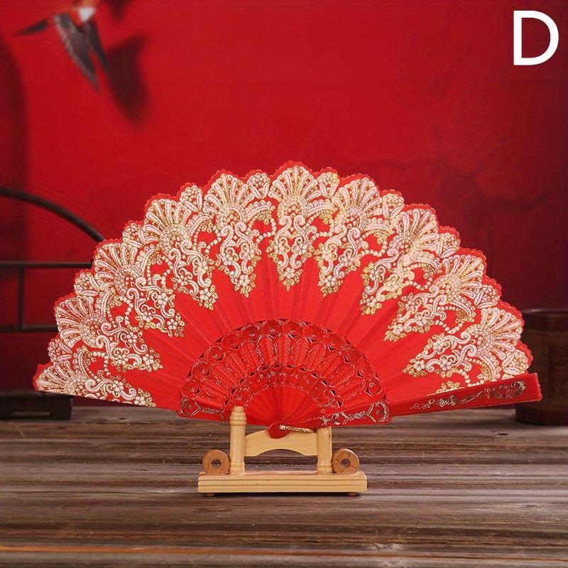 Retro Fan Chinese Style Dance Folding Fan Floral Pattern Fan