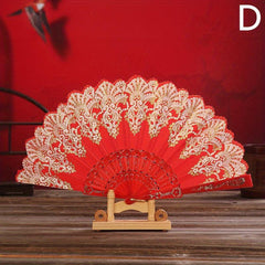 Retro Fan Chinese Style Dance Folding Fan Floral Pattern Fan