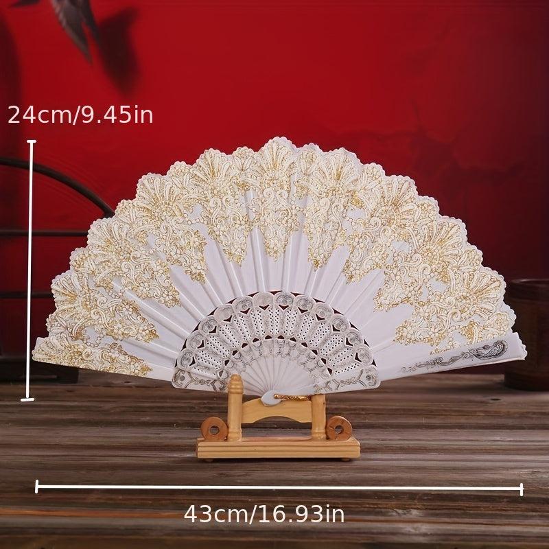 Retro Fan Chinese Style Dance Folding Fan Floral Pattern Fan